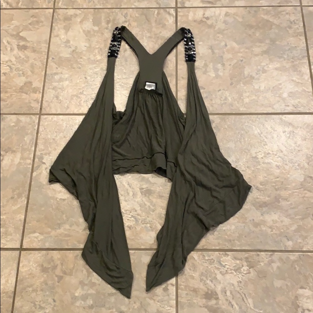 Short green sequin vest